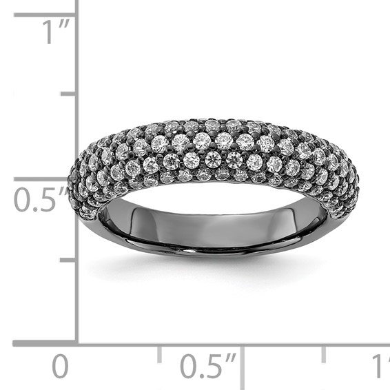 Sterling Silver Pavé Ruthenium-plated 113 Stone CZ Ring