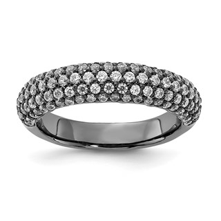 Sterling Silver Pavé Ruthenium-plated 113 Stone CZ Ring