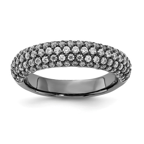 Sterling Silver Pavé Ruthenium-plated 113 Stone CZ Ring
