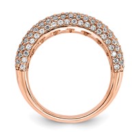 Sterling Silver Pav‚ Rose Gold-plated 113 Stone CZ Ring view 2
