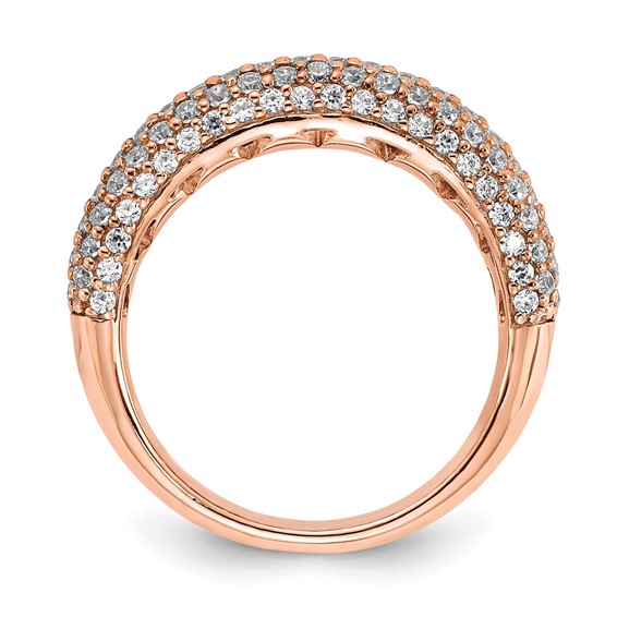 Sterling Silver Pavé Rose Gold-plated 113 Stone CZ Ring