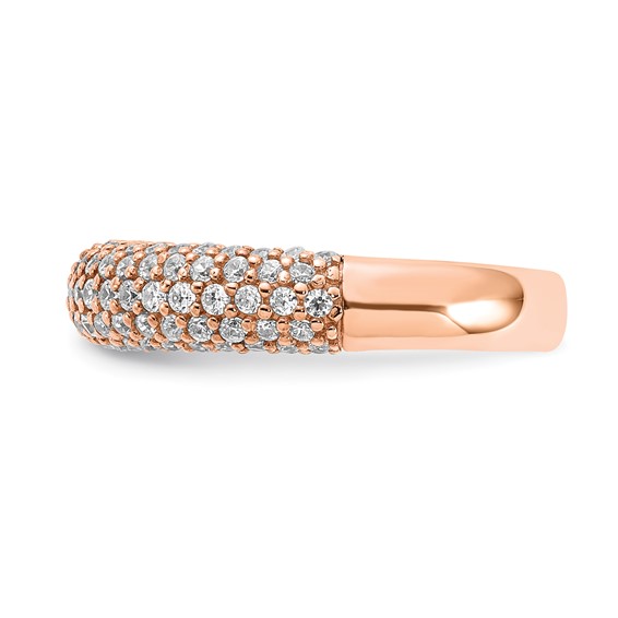 Sterling Silver Pavé Rose Gold-plated 113 Stone CZ Ring