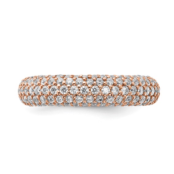 Sterling Silver Pavé Rose Gold-plated 113 Stone CZ Ring