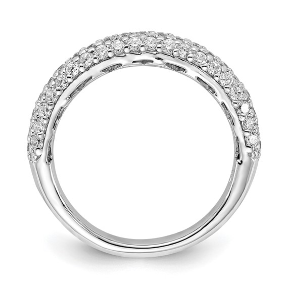 Sterling Silver Pavé Rhodium-plated 61 Stone CZ Ring
