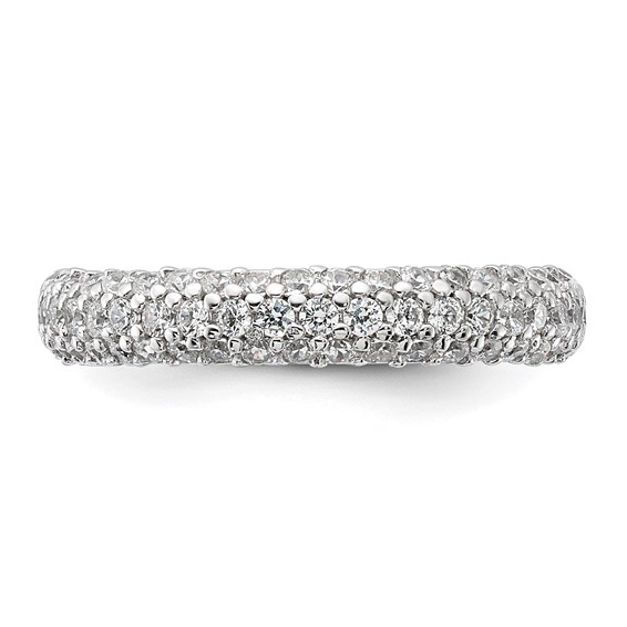 Sterling Silver Pavé Rhodium-plated 61 Stone CZ Ring