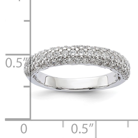 Sterling Silver Pavé Rhodium-plated 61 Stone CZ Ring