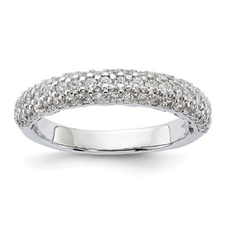 Sterling Silver Pavé Rhodium-plated 61 Stone CZ Ring