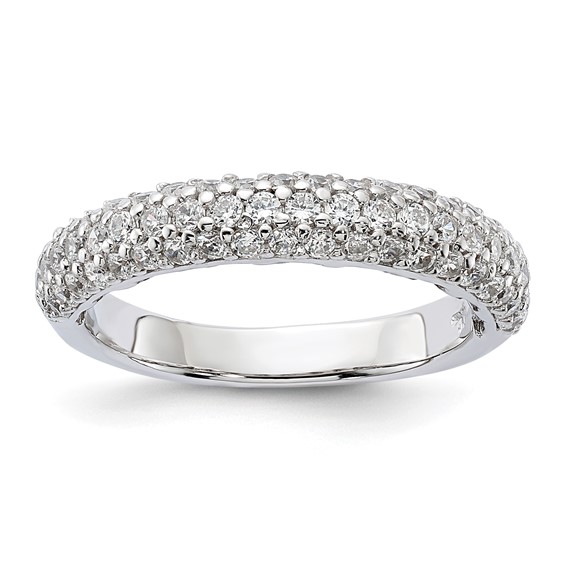 Sterling Silver Pavé Rhodium-plated 61 Stone CZ Ring