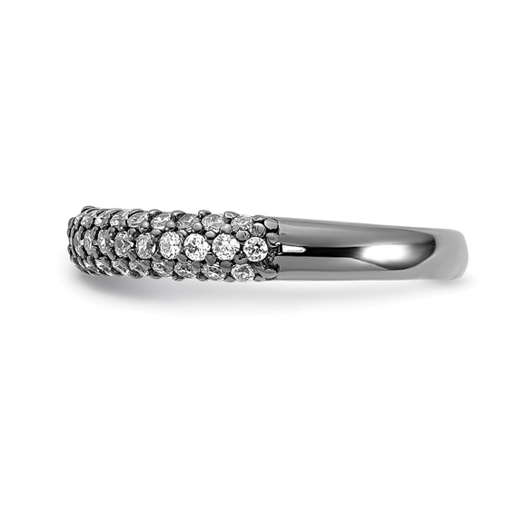 Sterling Silver Pavé Ruthenium-plated 61 Stone CZ Ring