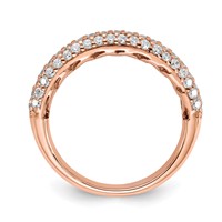 Sterling Silver Pavé Rose Gold-plated 61 Stone CZ Ring view 2