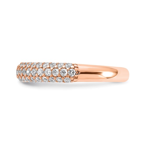 Sterling Silver Pavé Rose Gold-plated 61 Stone CZ Ring