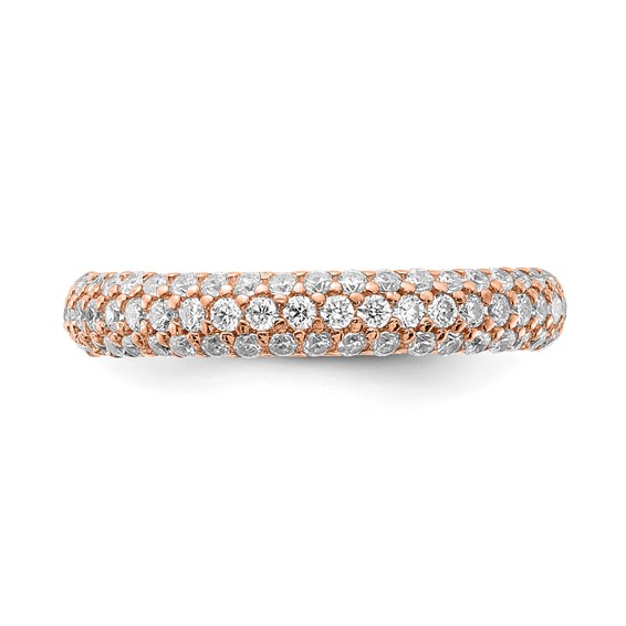 Sterling Silver Pavé Rose Gold-plated 61 Stone CZ Ring