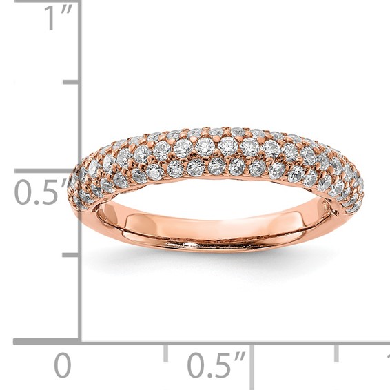 Sterling Silver Pavé Rose Gold-plated 61 Stone CZ Ring