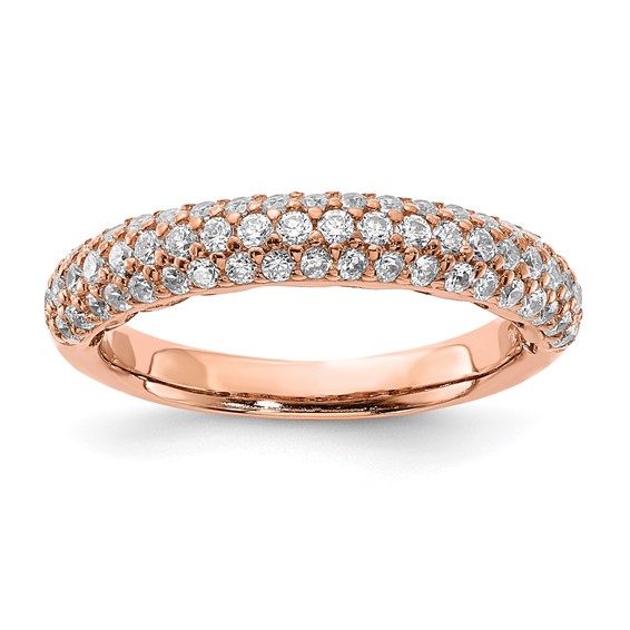 Sterling Silver Pavé Rose Gold-plated 61 Stone CZ Ring