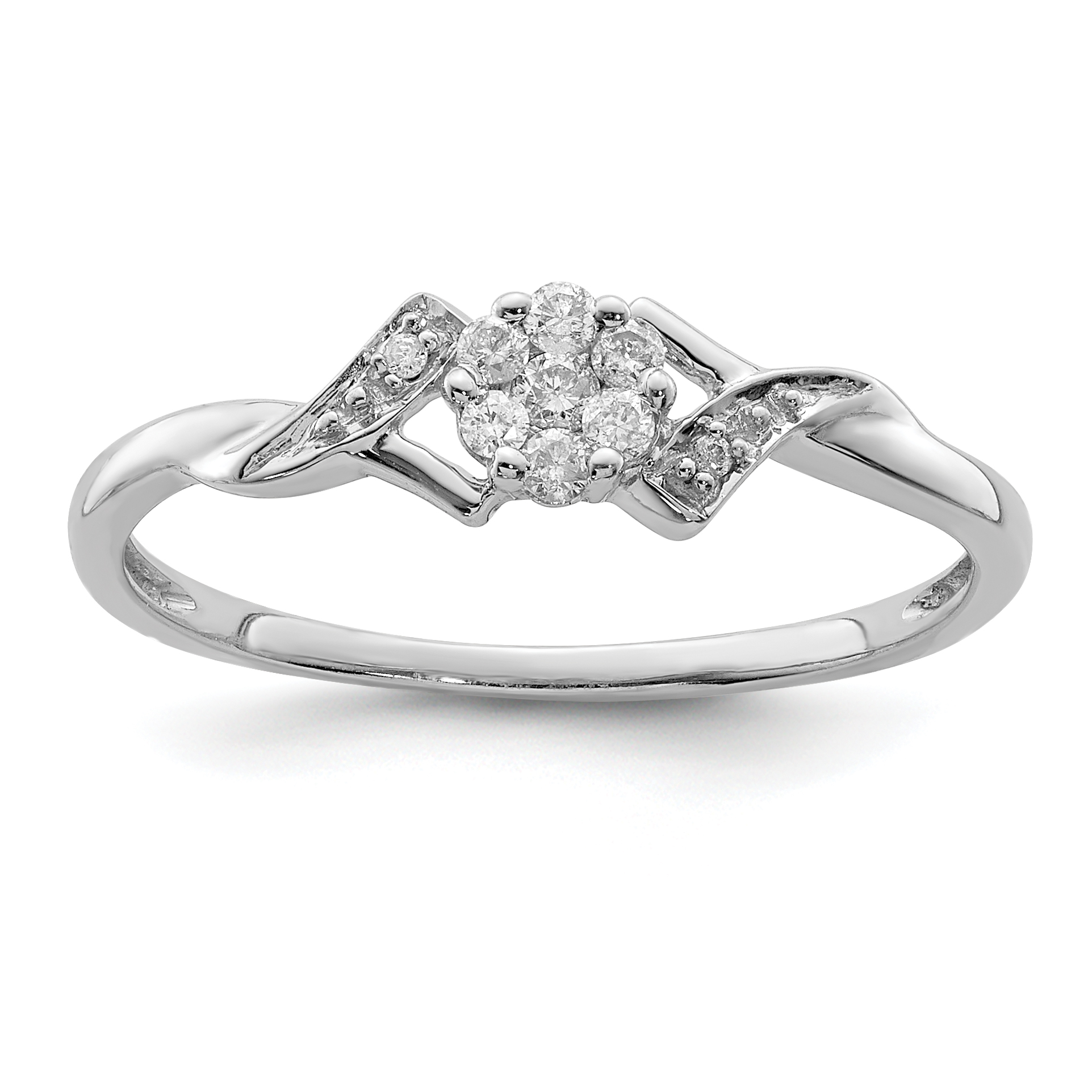 Sterling Silver Rhodium Plated Diamond Ring (QR3428-6)