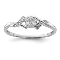 Sterling Silver Rhodium Plated Diamond Ring view 1