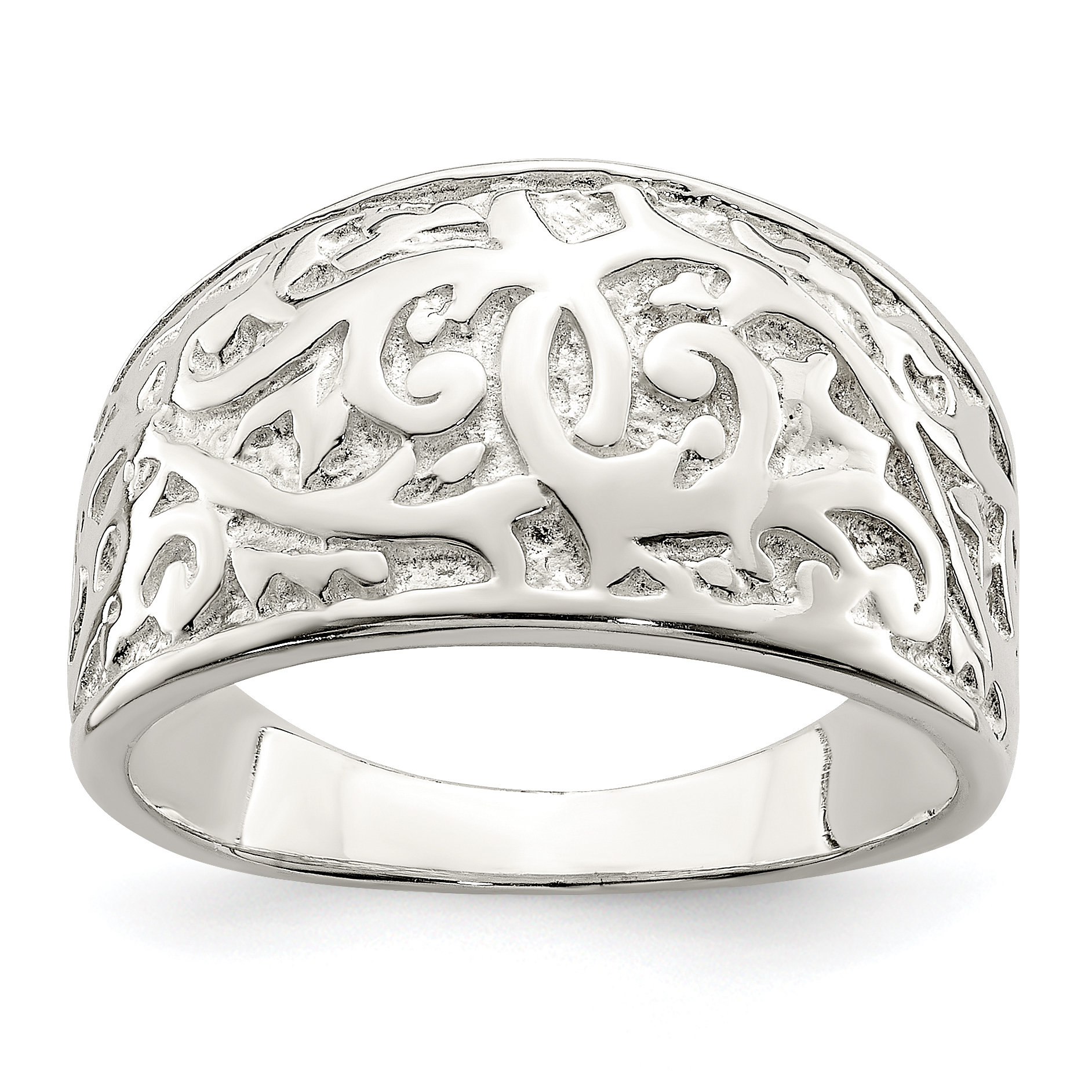 Sterling Silver Swirl Design Ring (QR362-6)