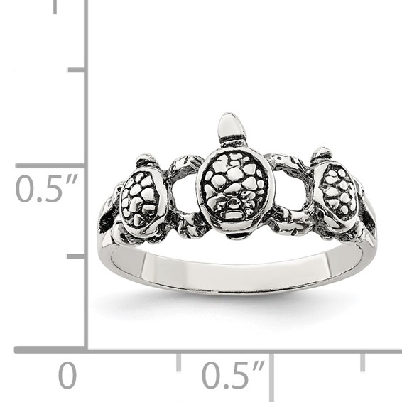 Sterling Silver Antiqued Turtle Ring
