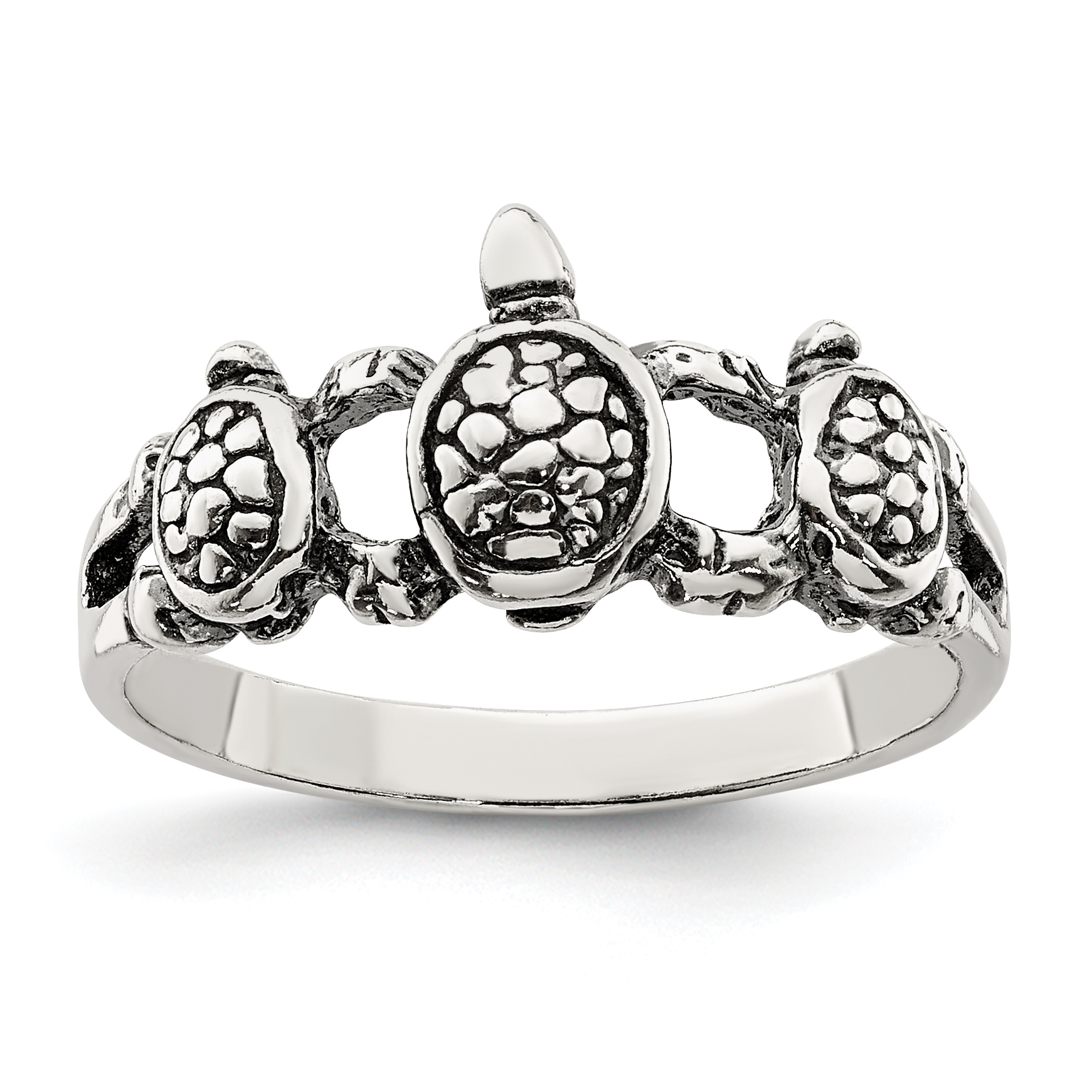 Sterling Silver Antiqued Turtle Ring (QR375-6)