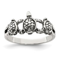 Sterling Silver Antiqued Turtle Ring view 1