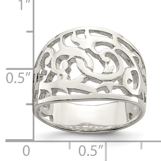 Sterling Silver Rhodium-plated Swirl Ring