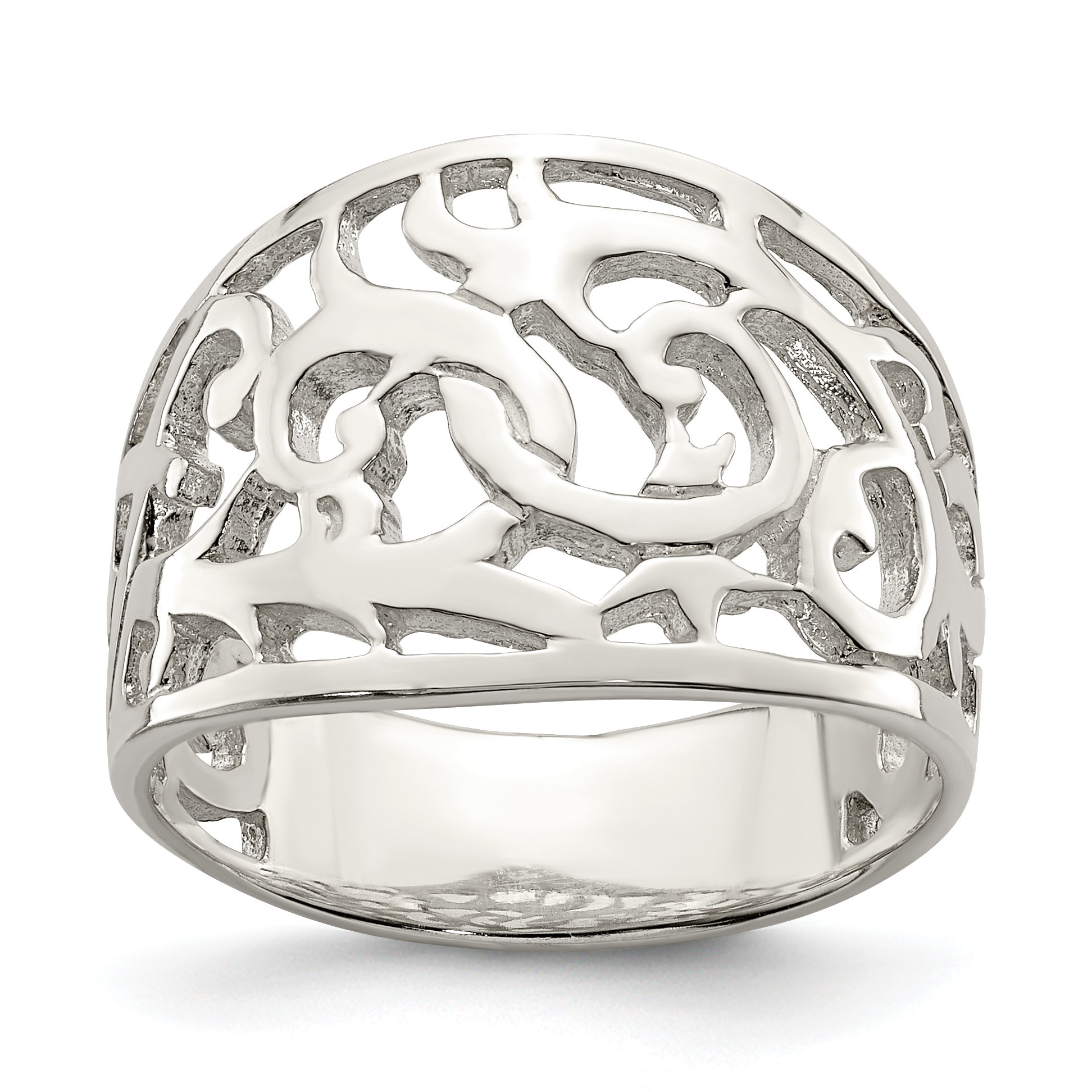 Sterling Silver Rhodium-plated Swirl Ring (QR38-6)