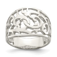 Sterling Silver Rhodium-plated Swirl Ring view 1