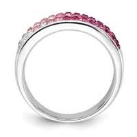 Sterling Silver Stellux Crystal Pink & White Ombre Band Ring view 2