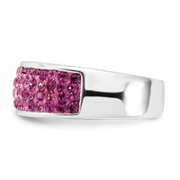 Sterling Silver Stellux Crystal Pink & White Ombre Band Ring view 4