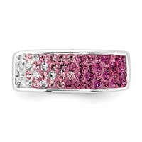 Sterling Silver Stellux Crystal Pink & White Ombre Band Ring view 5
