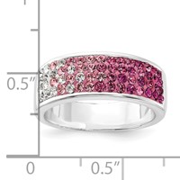 Sterling Silver Stellux Crystal Pink & White Ombre Band Ring view 3