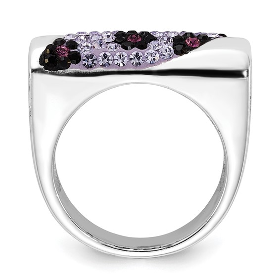 Sterling Silver Stellux Crystal Purple Animal Print Ring