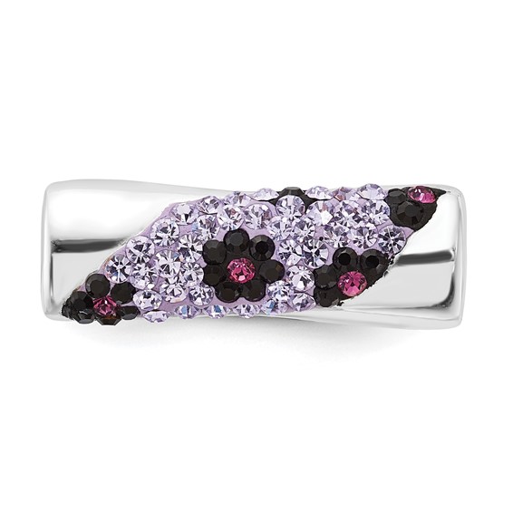 Sterling Silver Stellux Crystal Purple Animal Print Ring