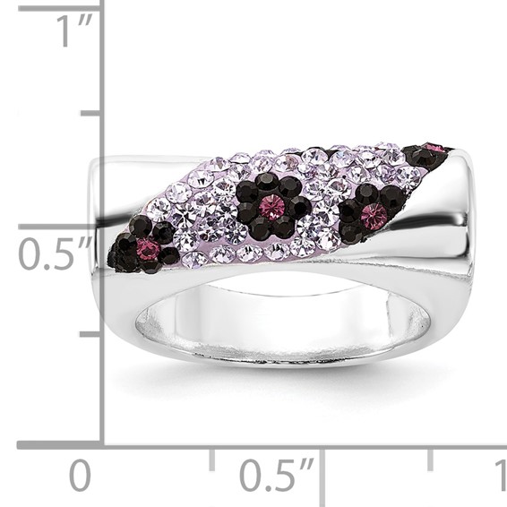 Sterling Silver Stellux Crystal Purple Animal Print Ring