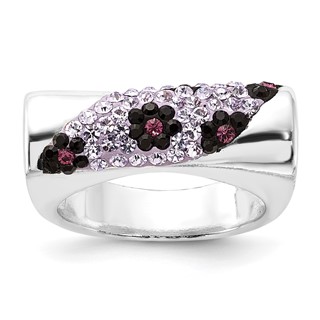 Sterling Silver Stellux Crystal Purple Animal Print Ring