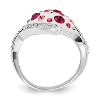 Sterling Silver Pink and White Stellux Crystal Ring view 2