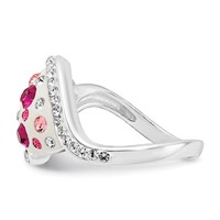 Sterling Silver Pink and White Stellux Crystal Ring view 4