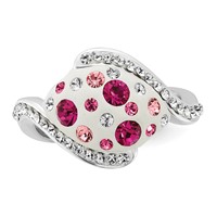Sterling Silver Pink and White Stellux Crystal Ring view 5