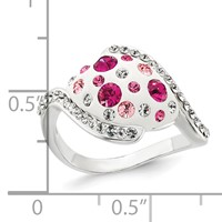 Sterling Silver Pink and White Stellux Crystal Ring view 3