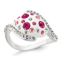 Sterling Silver Pink and White Stellux Crystal Ring view 1