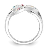 Sterling Silver Stellux Multi-Color Crystal Link Ring view 2