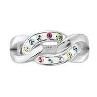 Sterling Silver Stellux Multi-Color Crystal Link Ring view 5