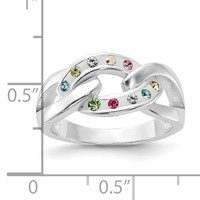 Sterling Silver Stellux Multi-Color Crystal Link Ring view 3