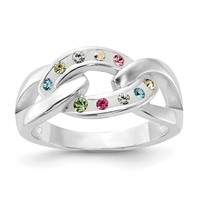 Sterling Silver Stellux Multi-Color Crystal Link Ring view 1