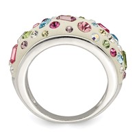 Sterling Silver Stellux Crystal Multi-Color White Ring view 2