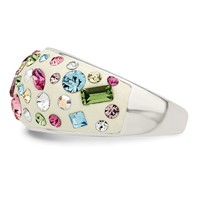 Sterling Silver Stellux Crystal Multi-Color White Ring view 4