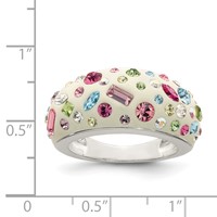 Sterling Silver Stellux Crystal Multi-Color White Ring view 3