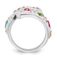Sterling Silver Stellux Multi-Color Crystal White Ring view 2