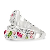 Sterling Silver Stellux Multi-Color Crystal White Ring view 4