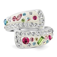 Sterling Silver Stellux Multi-Color Crystal White Ring view 5